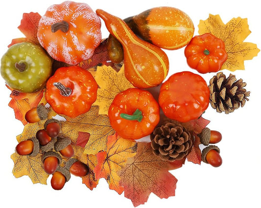 Fall Decorations for Home Mini Pumpkins Gourds & Leaves Set