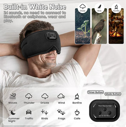 Sleep Mask with White Noise and Timer Bluetooth 6.0 Sleep Headphones 3D Eye Mask with Cooling Fabric and Ultra Thin Speakers