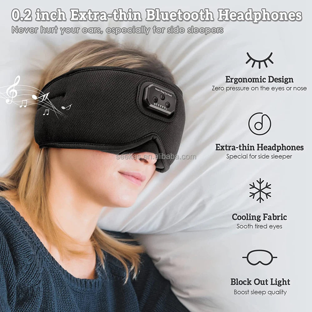 Sleep Mask with White Noise and Timer Bluetooth 6.0 Sleep Headphones 3D Eye Mask with Cooling Fabric and Ultra Thin Speakers