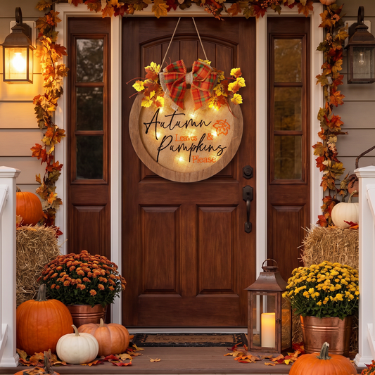 Autumn Welcome Glow™ Lighted Door Wreath
